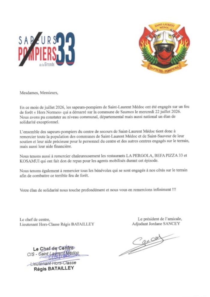Remerciements pompier700
